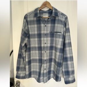 Columbia Omni-Wick Omni-Shade Blue Gray Plaid medium Shirt Men's